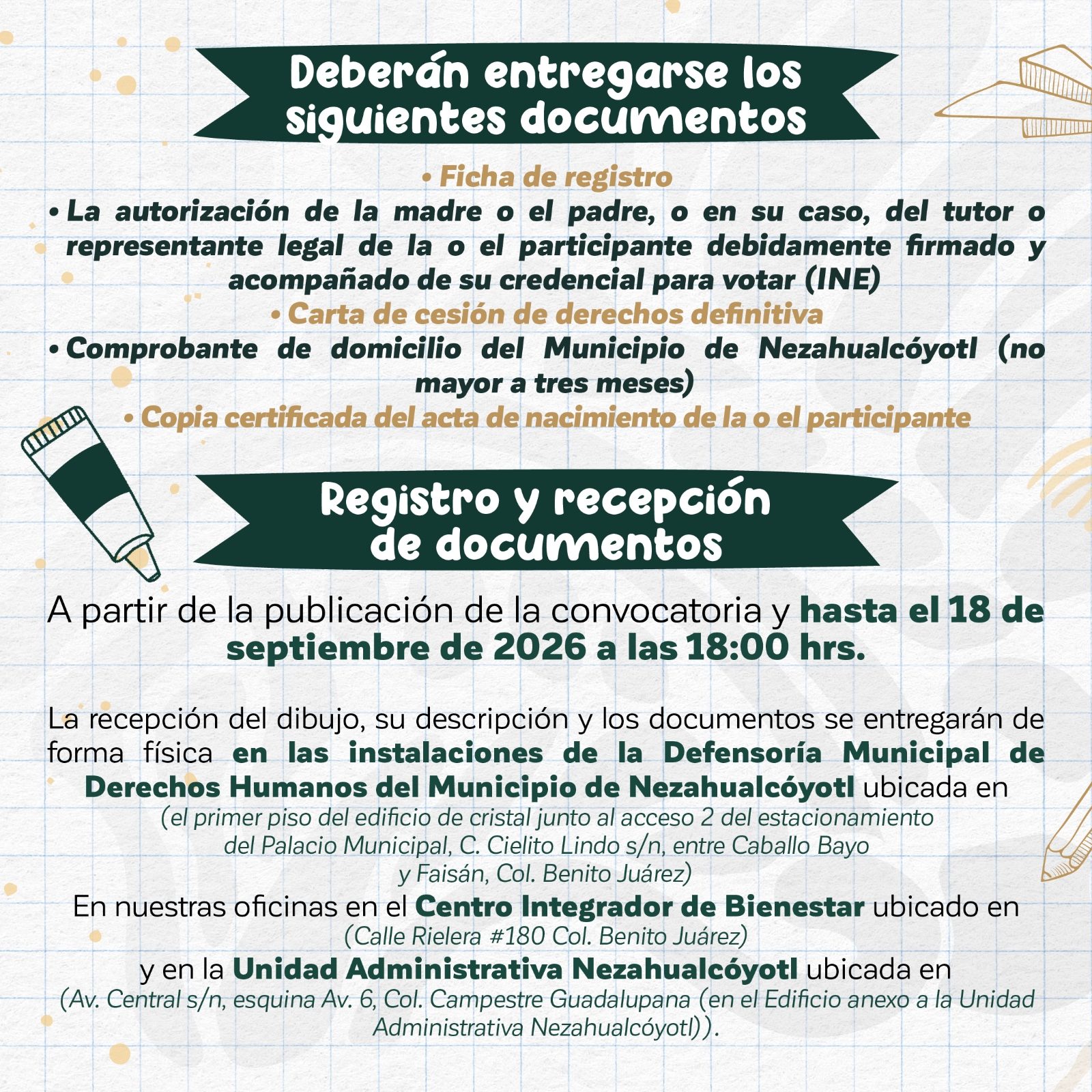 Gobierno de Nezahualcóyotl convoca a niñas, niños y adolescentes al 3er. Concurso Municipal de Dibujo